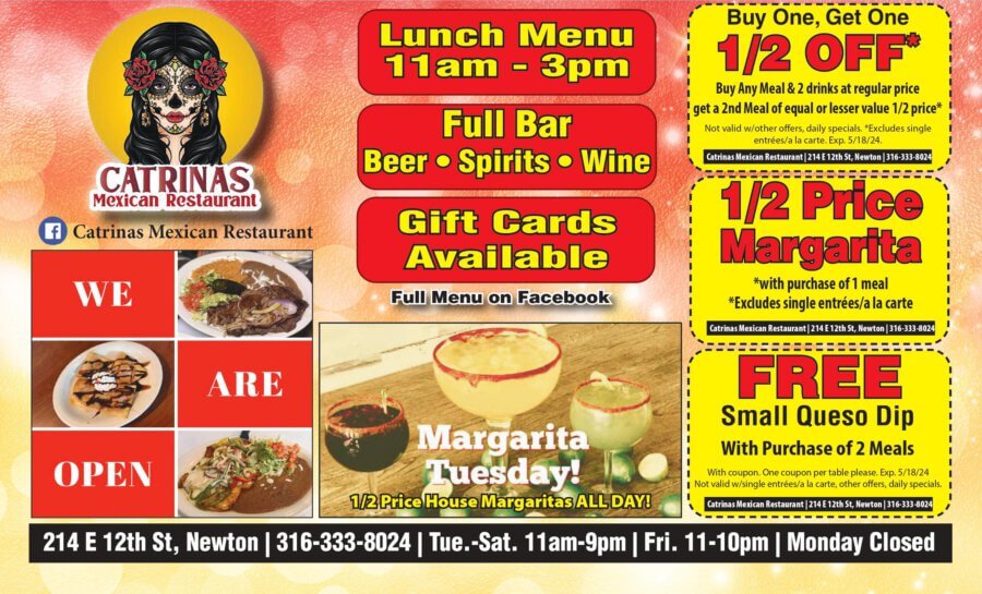 Catrinas Restaurant Newton KS Mexican Restaurant coupons Dining, Buy Local Plus Magazine 2024 03 MARCH