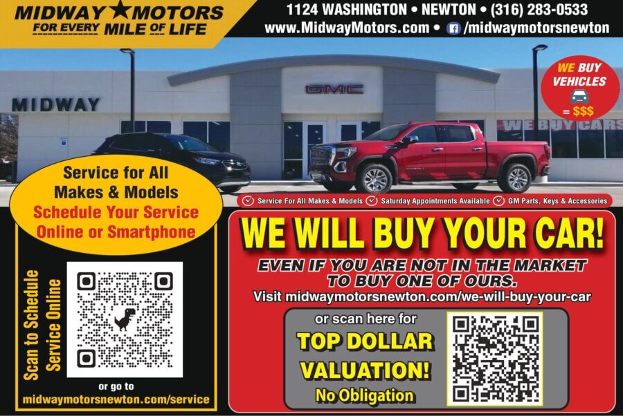 Midway Motors Newton KS Oil Change coupons, Auto Service Tires, Car Sales, Buy Local Plus Magazine 2024 03 MARCH
