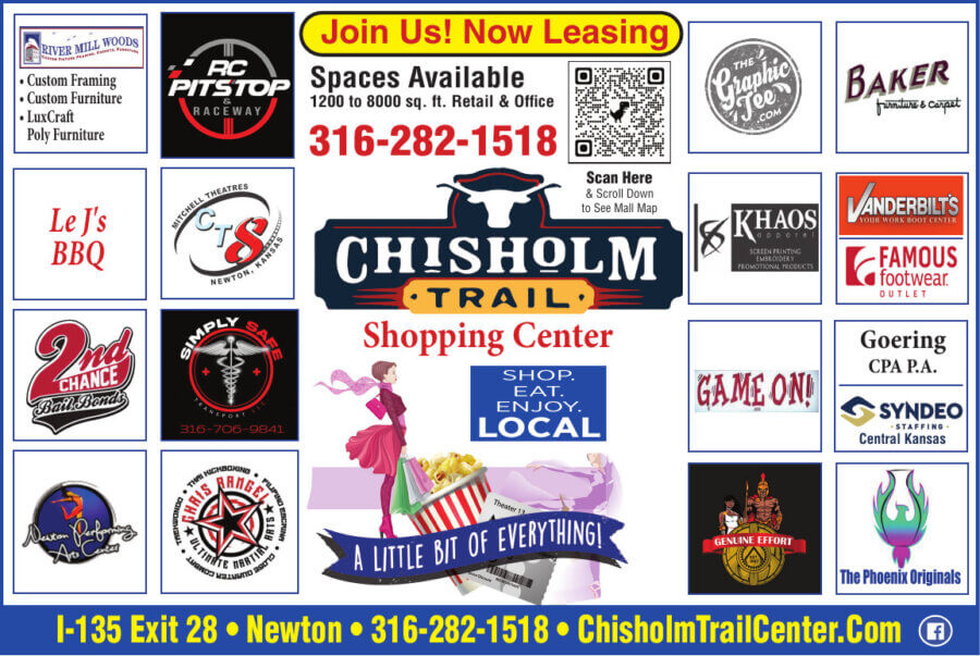 Chisholm Trail Mall Shop Eat Have fun Newton KS coupons, Shopping Dining Entertainment Buy Local Plus Magazine 2024 05 MAY Coupons McPherson, Salina and Newton Kansas