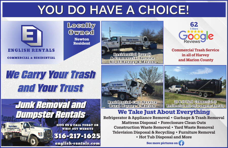 English Rentals Newton Kansas trash dumpster junk removal Buy Local Magazine 2024 08 AUGUST