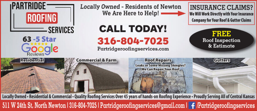 Partridge Roofing Service Newton KS roofing and guttering Buy Local Plus Magazine Coupons 2024 08 AUGUST