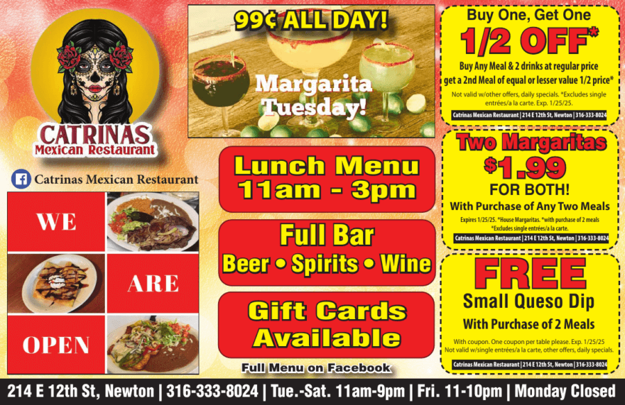 Catrinas Restaurant Newton KS Mexican Restaurant coupons Dining, Buy Local Plus Magazine 2024 10 OCTOBER