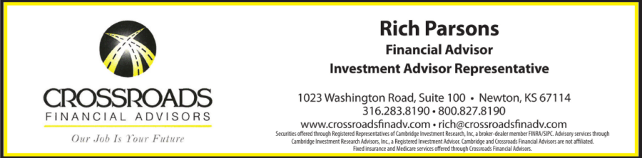 Crossroads Financial Advisors Newton KS Rich Parsons, Financial Services, coupons Buy Local Magazine 2024 10 OCTOBER