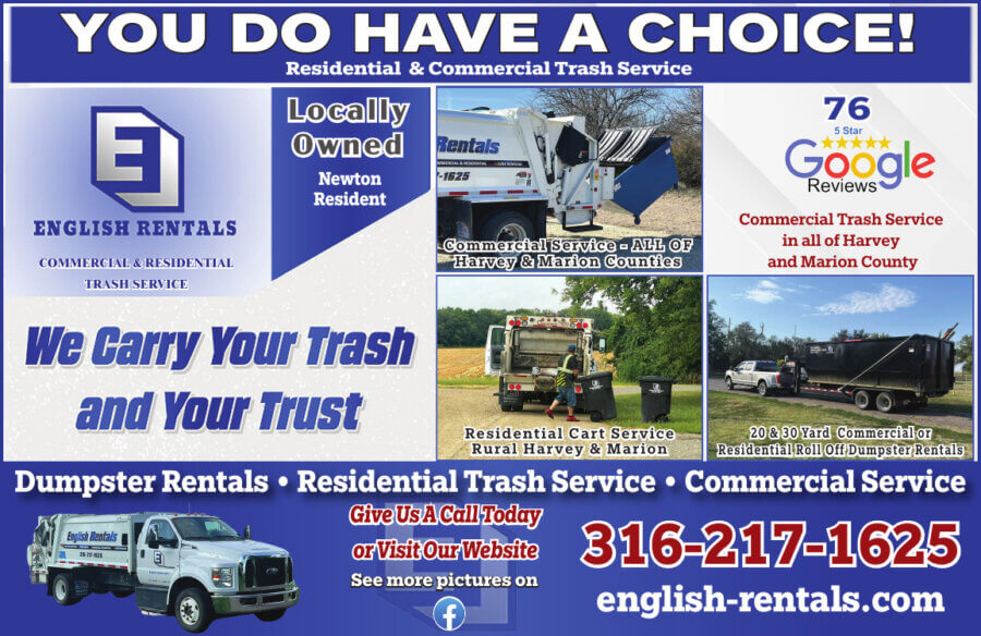 English Rentals Newton Kansas trash dumpster junk removal Buy Local Magazine 2025 01 JANUARY