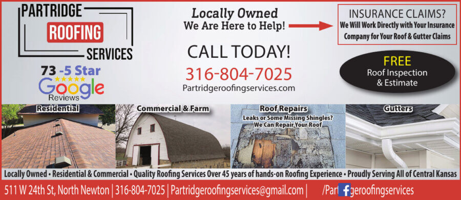 Partridge Roofing Service Newton KS roofing and guttering Buy Local Magazine Coupons McPherson Salina KS 2025 01 JANUARY