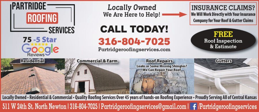 Partridge Roofing Service Newton KS roofing and guttering Buy Local Magazine Coupons McPherson Salina KS Buy Local Magazine 2025 03 MARCH coupons